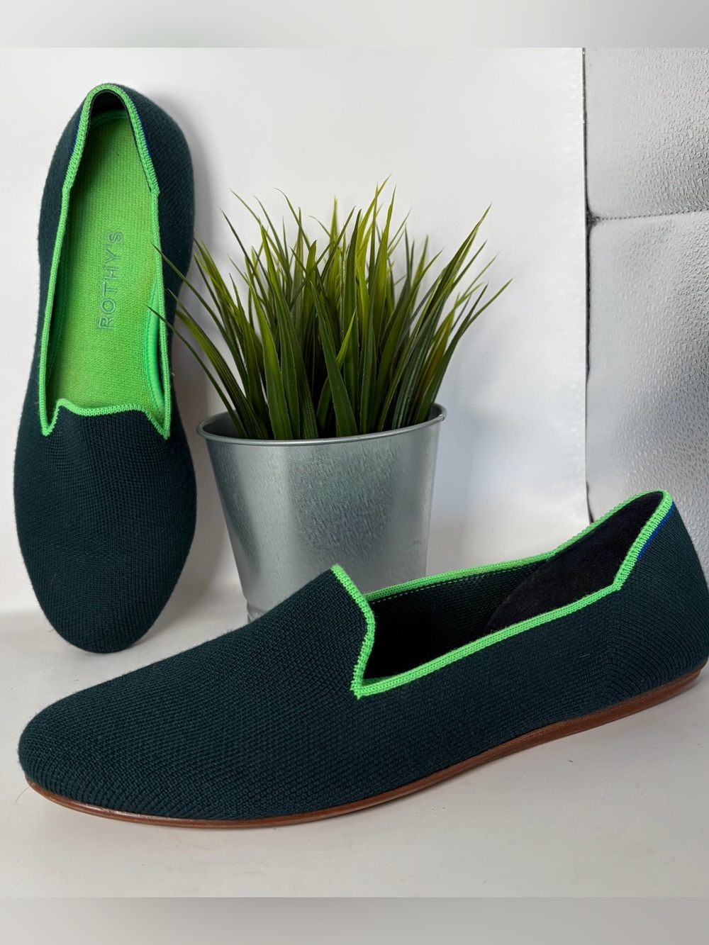 Rothy's Women’s‎ The Loafer Slip-Ons Merino Wool Blend Winter Green/Lime Size 9